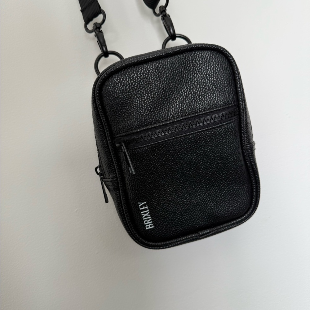 Black Crossbody Bag with Textured Leather Finish